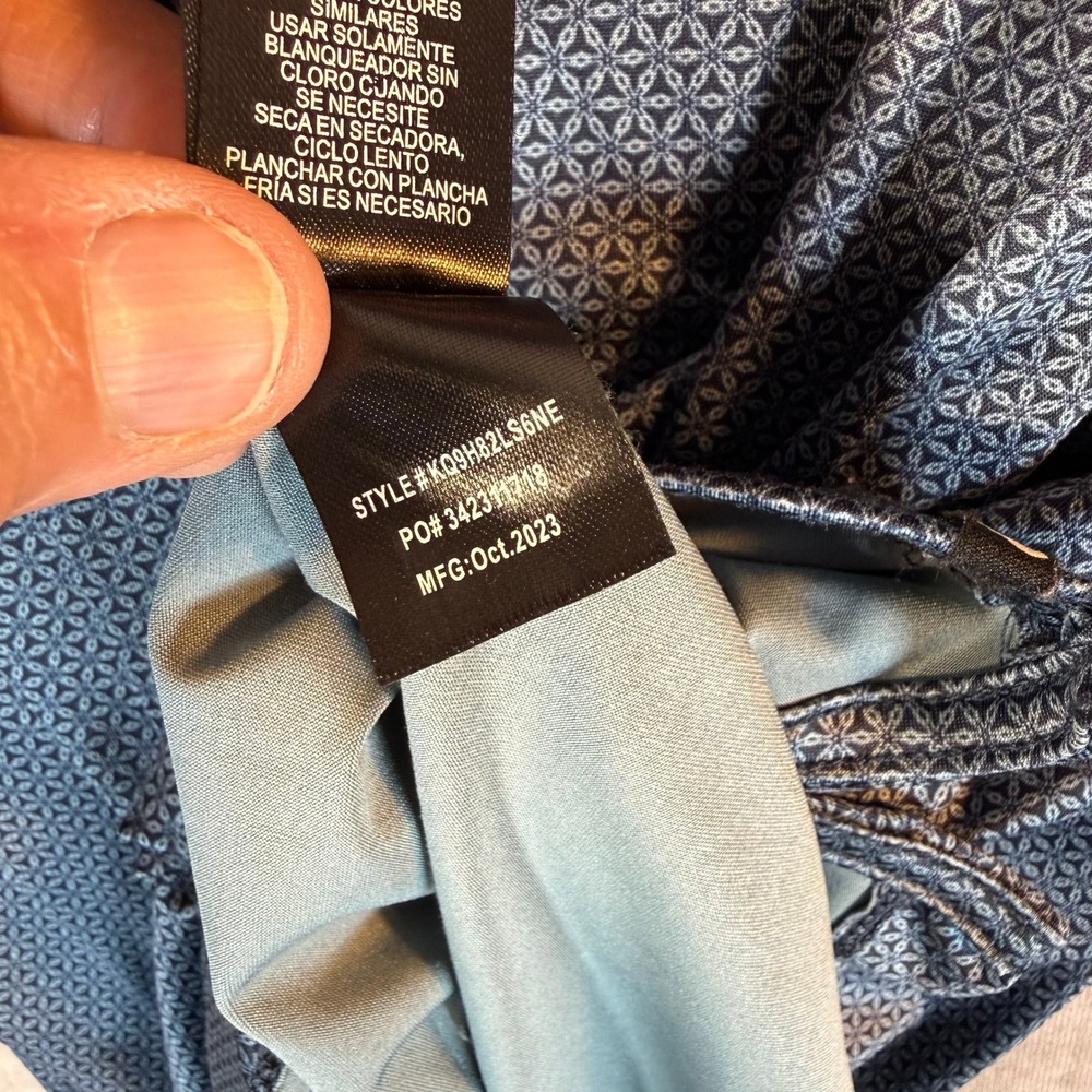 Kenneth Cole Golf Polo Mens XXL Grey Blue Geometric Print Stretch Preppy Casual - Picture 5 of 7